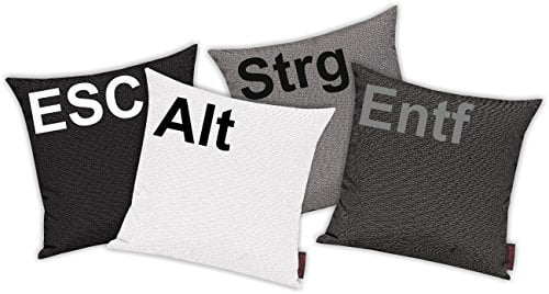 Shirtinstyle Kissenhüllen Set 4 Stück Für Auserwählte! Sofakissen. Kissenbezug, Motiv Esc, Alt, Strg Und Entf, Größe 40 x 40cm, Farbe Grau