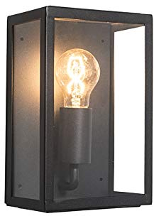 Qazqa - Landhaus I Vintage Industrie I Vintage I Außen Wandleuchte schwarz mit Glas IP44 - Rotterdam 2 I Außenbeleuchtung - Edelstahl Rechteckig - LED geeignet E27