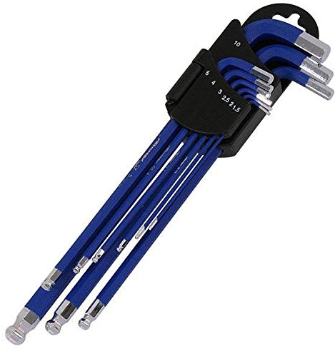 Neilsen CT1861 9pc Magnetic Ball End Hex Key Set Extra Long 1.5–10mm Magnetic Hex Keys