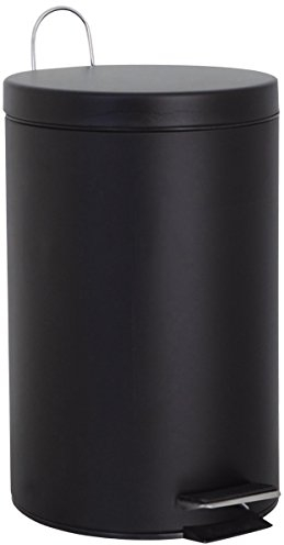MSV 12 L Papelera Negra 12L, Acero Inoxidable, 39.4x25.1x25.1 cm