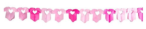 Folat 09281 - Girlande aus Papier Strampler - Geburt Mädchen - rosa - ca. 6 m