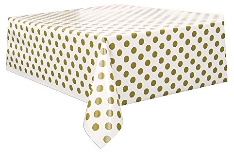 Mantel de Plástico a Lunares - 2,74 m x 1,37 m - Oro