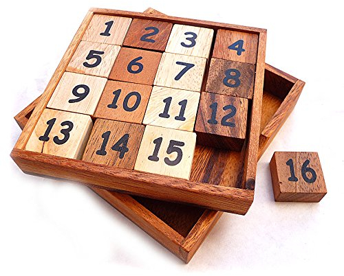 Logica Puzzles Art. 15+16 Number Puzzle - 2 Puzzles in 1 - Number Challenge - Math puzzle - Slide Fifteen - Euclide Collection
