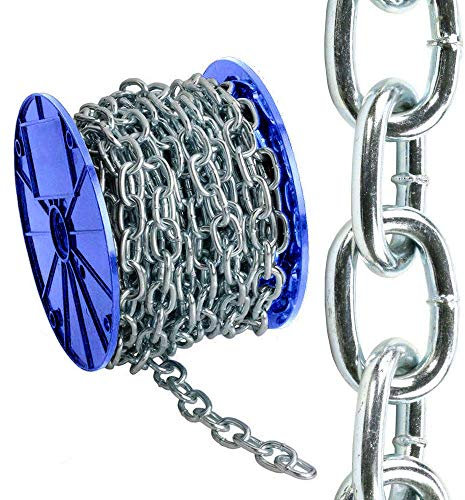 Elixir Gardens Premium Toughened Steel Chain 2.5-8mm Widths Various Lengths 1-30m Strong Heavy Duty Bright Zinc Plated Welded Links 4.0mm x 30m