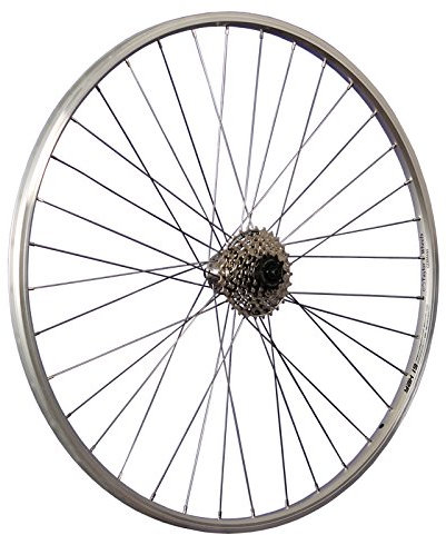 28 Zoll Hinterrad Alu Hohlkammerfelge Shimano Disc Nabe mit 7 Fach Kassette Silber