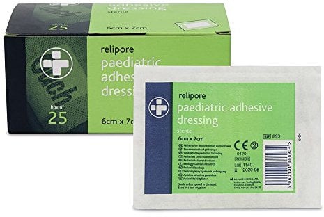 Reliance Medical Relipore Ouch pediatric Adhesive Dressing - Highly Absorbent and Flexible Ideal for Wounds and Cuts, Sterile, Quick & Easy to Apply, 6cm X 7cm, (Pack of 25)