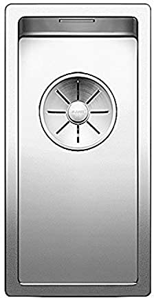 BLANCO CLARON 180-IF | Edelstahl Spüle | Einbauart: Einbau von Oben & Flächenbündig | für 30 cm breite Unterschränke | Widerstandsfähig gegenüber Kratzern | Großes Beckenvolumen | [22x44x13,9 cm]