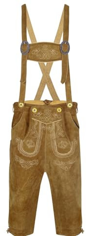TR MarthaHerren Trachten Kniebundhose - Trachtenlederhose Herren - Trachtenlederhose (, Braun Hellbraun, 54