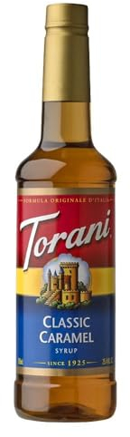 Torani Classic Caramel Coffee Syrup (750ml) - Pure Cane Sugar Caramel Syrup Flavouring for Lattes, Macchiatos & Hot Drinks - Rich Buttery Taste, Vegetarian-Friendly