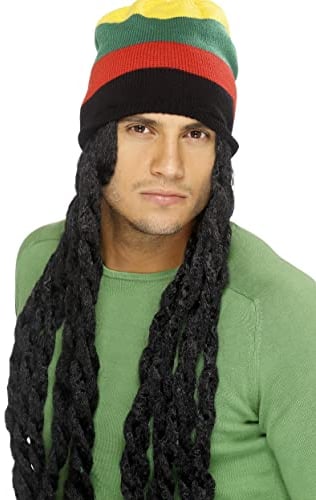 Smiffys Rastamütze, mit Langen Dreadlocks