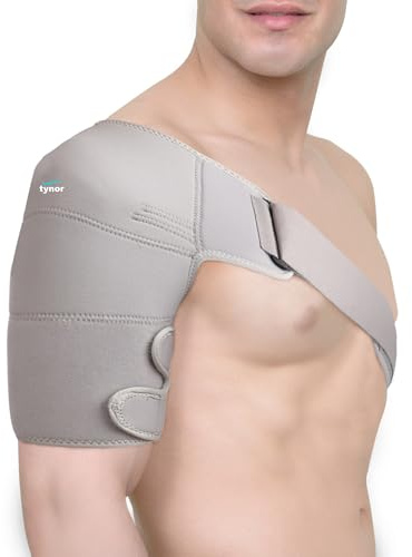 TYNOR Shoulder Brace for Torn Rotator Cuff Shoulder Compression Sleeve Wrap for Men & Women, Dislocation, Stability & Recovery Shoulder Support Adjustable Fits Left & Right Arm Sling, One Size (Grey)