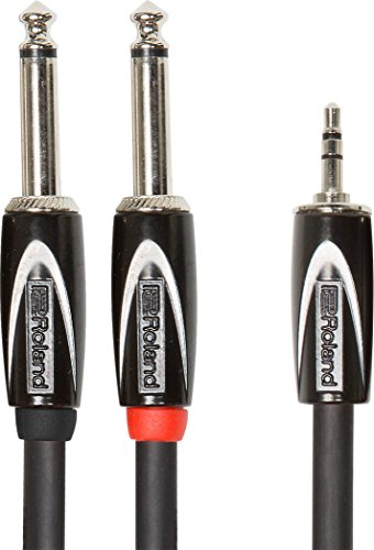 Cable de inserción/divisor de interconexión de la serie Black de Roland — De TRS de 1/8 de pulgada a dos conectores de 1/4 de pulgada, 1,5 m de longitud - RCC-5-3528