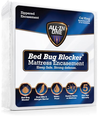 All-in-One Mattress Protector, Zippered Encasement, Water & Stain Resistant, Triple Seal Protection, California King, White