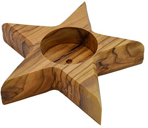 Junker Verlag Teelichthalter Olivenholz 5-strahliger Stern, 11cm