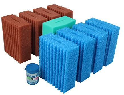 Wacredo Ersatzschwamm Set + Filterstarter für Oase Biotec 10.1 Teichfilter Filterschwämme Filter Filterstarter Komplettset Wasseraufbereitung Filterschwamm Teichpflege Ersatzschwämme