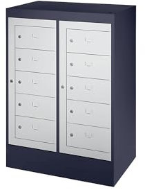 Armario para ordenadores portátiles, 10 compartimentos, H x A 1115 x 782 mm, gris negruzco / gris luminoso.