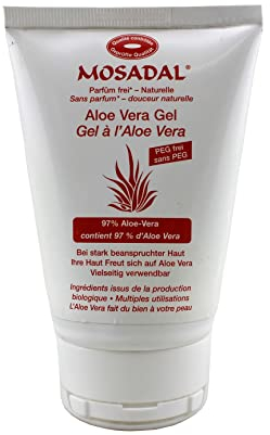 Mosadal Aloe Vera Gel 100ml - Kosmetische Hand- und Fußpflege - Naturkosmetik PEG und Parfümfrei, Ideal bei stark beanspruchter Haut – Füßen, Zehen, Nägeln, nach dem Sonnenbad!
