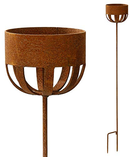 Kerzenhalter 122cm Rost Deko Outdoor-Kerzen Stecker Gartendeko Topfhalter Stab Edelrost Beetstecker