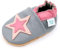 Dotty Fish Krabbelschuhe aus Leder – rutschfeste, weiche Sohle, Barfußgefühl, Lauflernschuhe & Babyschuhe für Mädchen. Graue und rosa Sterne. 3-4 Jahre (27 EU)