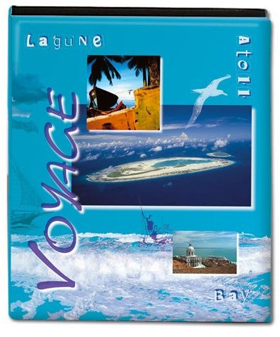 SAFE PREMIUM FOTOALBUM ATOLL IM DIN A4 FORMAT + 25 HÜLLEN FÜR 200 FOTOS 10,5x15 CM - RINGBALBUM IN AZUR-BLAUEM-DESIGN EINBAND WATTIERT MIT 4er LOCHUNG - ERWEITERBAR - IDEAL Für URLAUBSBILDER - POSTKARTEN - TICKETS - EINTRITTSKARTEN