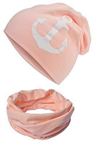 Miobo Beanie Mütze und Schlauchschal Set für Damen, Kinder und Baby, in vielen Farben, aus Baumwolle, Unisex Slouch