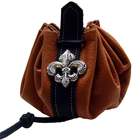 Lederecke Konstanz Lederbeutel Dukatenbeutel Geldkatze Farbe beige-schwarz Fleur de LYS