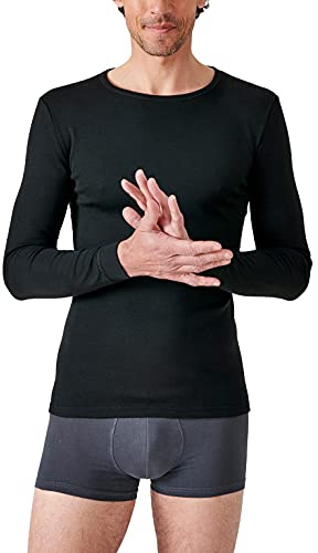 Damart Herren Langarm-Shirt, Wärmegrad Medium 3. Thermounterwäsche-Oberteil, Schwarz, S