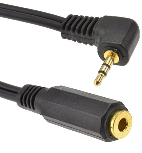 kenable Gold 2.5mm Right Angled Stereo Jack to 3.5mm Jack Socket Audio Adapter Cable