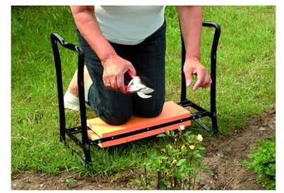 Floraworld Knie- und Sitzbank Classic, Schwarz, 60 x 28 x 47 cm