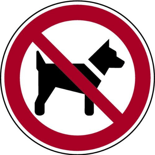 LEMAX® Aufkleber Verbotsschild, Mitführen von Hunden verboten P021 DIN EN ISO 7010 Folie selbstkl. weiß/schwarz/rot, 100mm