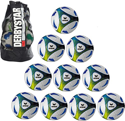 Erima 10x Hybrid Training royal/Lime Größe 5 + 1x Ballsack Ballpaket TOP Preis Teamsport Plum