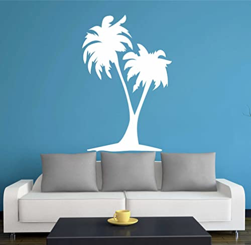 INDIGOS UG WANDTATTOO w362 Palme Palmen Baum Pflanze Wandaufkleber 96x62cm, Weiss - Dekoration Fensterfolie - Wandaufkleber - Kinderzimmer Wohnzimmer Schlafzimmer Küche Badezimmer Büro Hotel