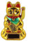 Freak Scene Glückskatze - Maneki-Neko - Winkekatze Solar - runder Sockel - 8 cm - Gold