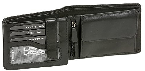 LEAS Hochwertige Scheintasche mit Riegel mit Box Echt-Leder, schwarz Elegance-Edition