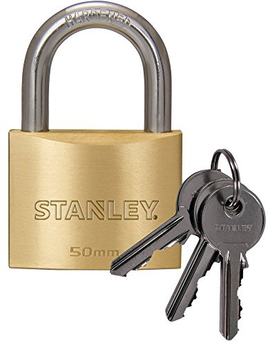 Stanley Lucchetto Arco Standard in Acciaio Cementato, Corpo in Ottone Massiccio 50 mm, 3 Chiavi, S742-032