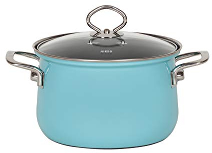Riess tarro de esmalte de carne con tapa, cristal azul, Ø 24 cm
