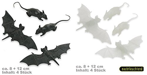 Nuit Lumineux hantée de décoration, 4 pièces, fleider Souris et Rats