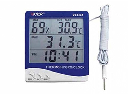 Termometro digital con sonda exterior, higrometro y función de alarma Victor VC230A