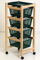 BAKAJI Carrello Portafrutta Jolly Legno Massello Colore Naturale 4 Ruote con Cestelli