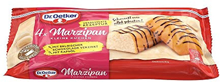 Dr. Oetker Vitalis fertige kleine Marzipankuchen, à 35 g, Mini Rührkuchen mit Marzipan, glasiert mit Schokolade, einzeln verpackt, sofort verzehrfertig, ideal für unterwegs, 120 g, 4 Stück