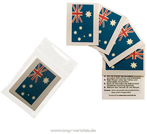 5 x Australien Tattoo Fan Fahnen Set - WM 2018 Australia temporary tattoo Flag (5)