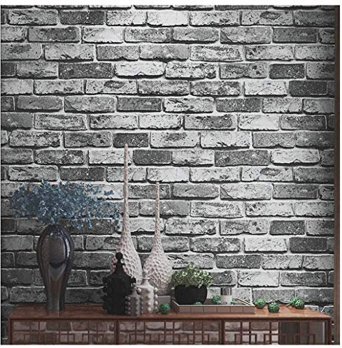 Blooming Wall Rouleau de papier peint imitation brique rustique pour salon, chambre à coucher, 50 x 100 cm, gris