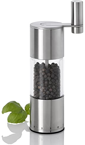 AdHoc Kurbelmühle Select Für Pfeffer- Oder Salz, Ceramic Mahlwerk, Edelstahl/Acryl/Kunststoff, D: 8 cm, H: 20 cm [W]