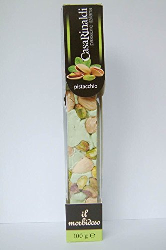 Casa Rinaldi - Torrone Tenero con Mandorle Intere, Croccanti e Leggermente Tostate, Gusto Pistacchio, Confezione da 100 gr