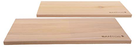 SANTOS XL Grillbrett, 2er Set - Zedernholzbretter zum Grillen - 100% Rote Zeder - 30x15cm - Räucherbrett/Räucherplanke aus Rot-Zeder