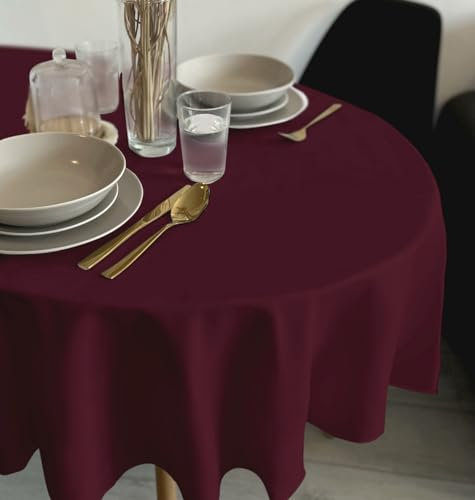 Rollmayer Tischdecke Tischtuch Tischwäsche Gastronomie Kollektion Vivid Uni einfarbig pflegeleicht waschbar 21 Farben zur Auswahl, Produkt für den täglichen Gebrauch(Weinrot 13, Oval 140x220cm)