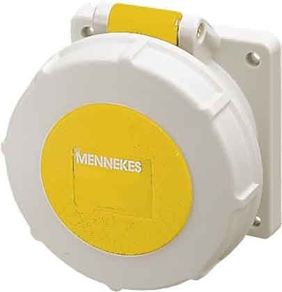 Mennekes (Unternehmen) 217 eine Panel Mounted-Buchse, IP 67 Schutz, 4 Stunden Earth Position, 3 pol, 16 A, 110 V, gelb