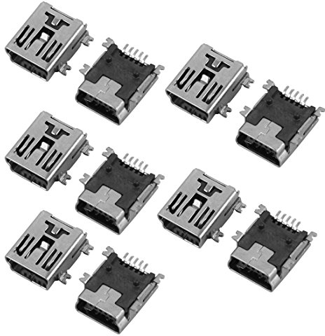 sourcingmap Dieci pz Mini USB 5P adattatore femmina Jack Connettori a saldare