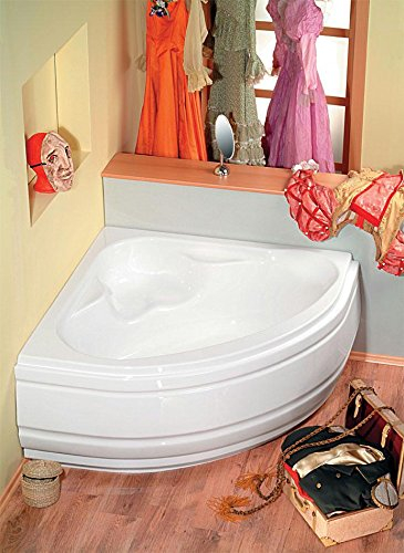 Polysan Eckbadewanne Nila 120x120x41cm, weiß, mit Schürze und Wannenfüssen