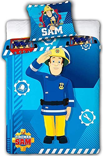 Unbekannt Feuerwehrmann Sam 008 Kinderbettwäsche Fireman Sam Babybettwäsche 100x135 cm + 40x60 cm